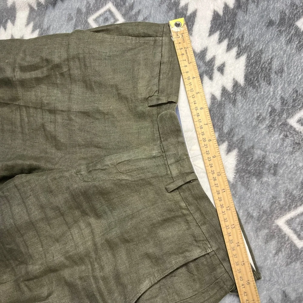 J.Crew Bowery Classic Baird McNutt Irish Linen Pants Mens 31x32 Olive Green